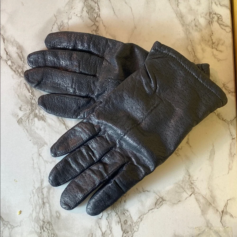 Vintage Women’s Black Leather Gloves Size 8 WPL 9522